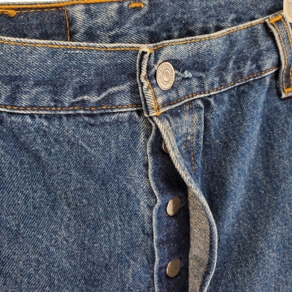 Vtg Levis 501 Jeans Mens 42x30 Blue Hi Rise Wide Leg Buttonfly USA 90s (40x30) - Picture 3 of 15